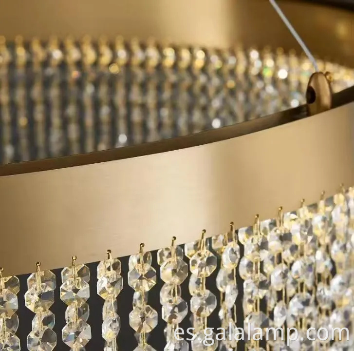 Luz colgante de cristal de oro de oro para bodas elegantes